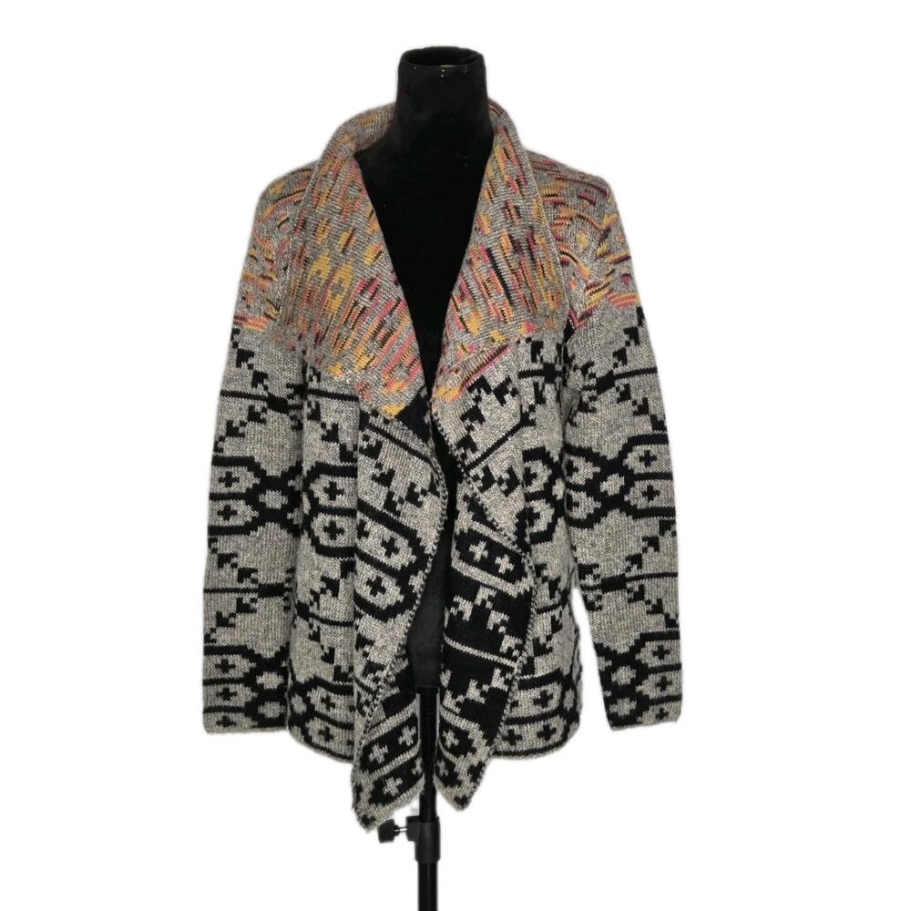Baciano By Bocci Tribal Aztec Open Cardigan Sweater XL Boho Western
